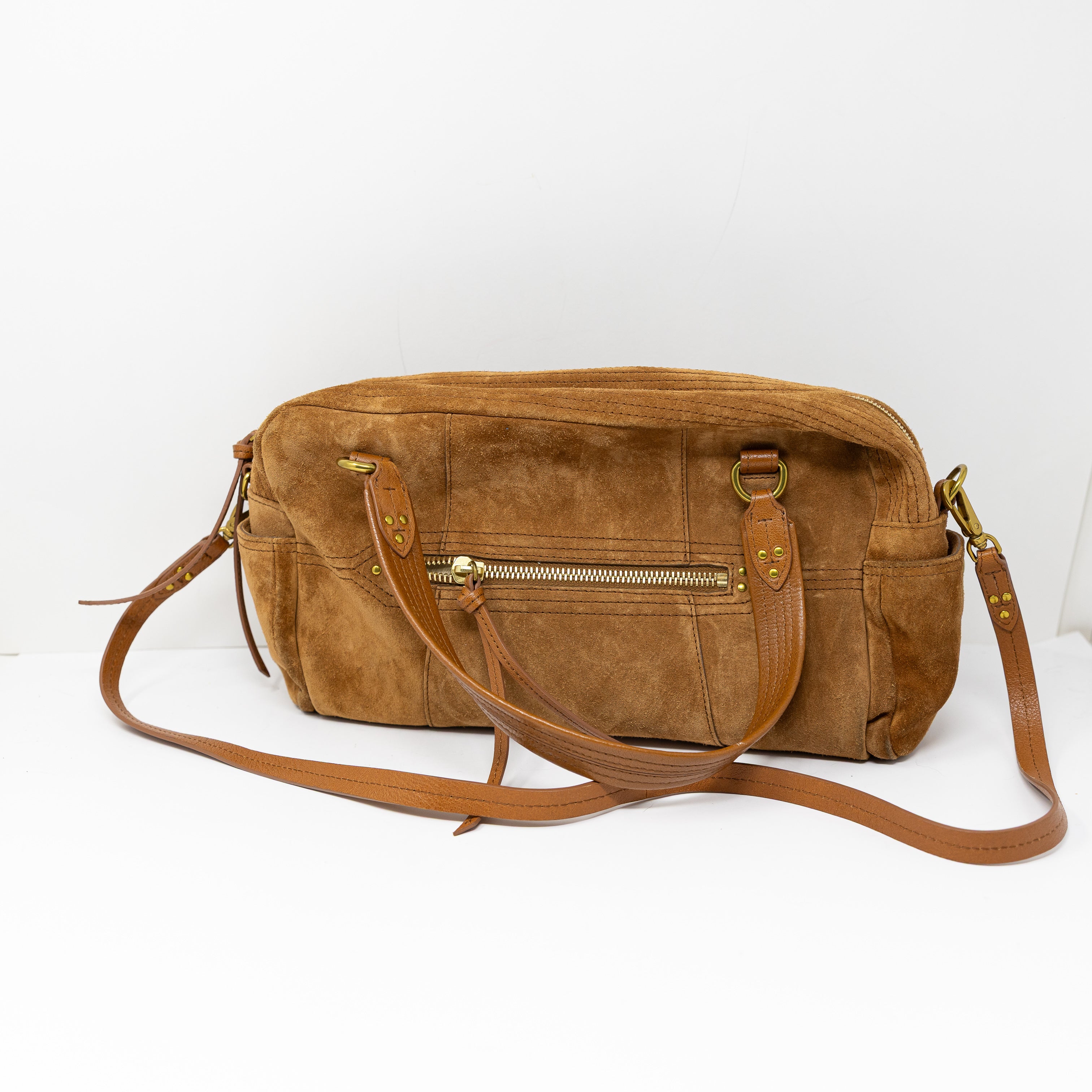 Jerome Dreyfuss Lucky Genuine Suede Leather Hobo Convertible Shoulder Purse Bag