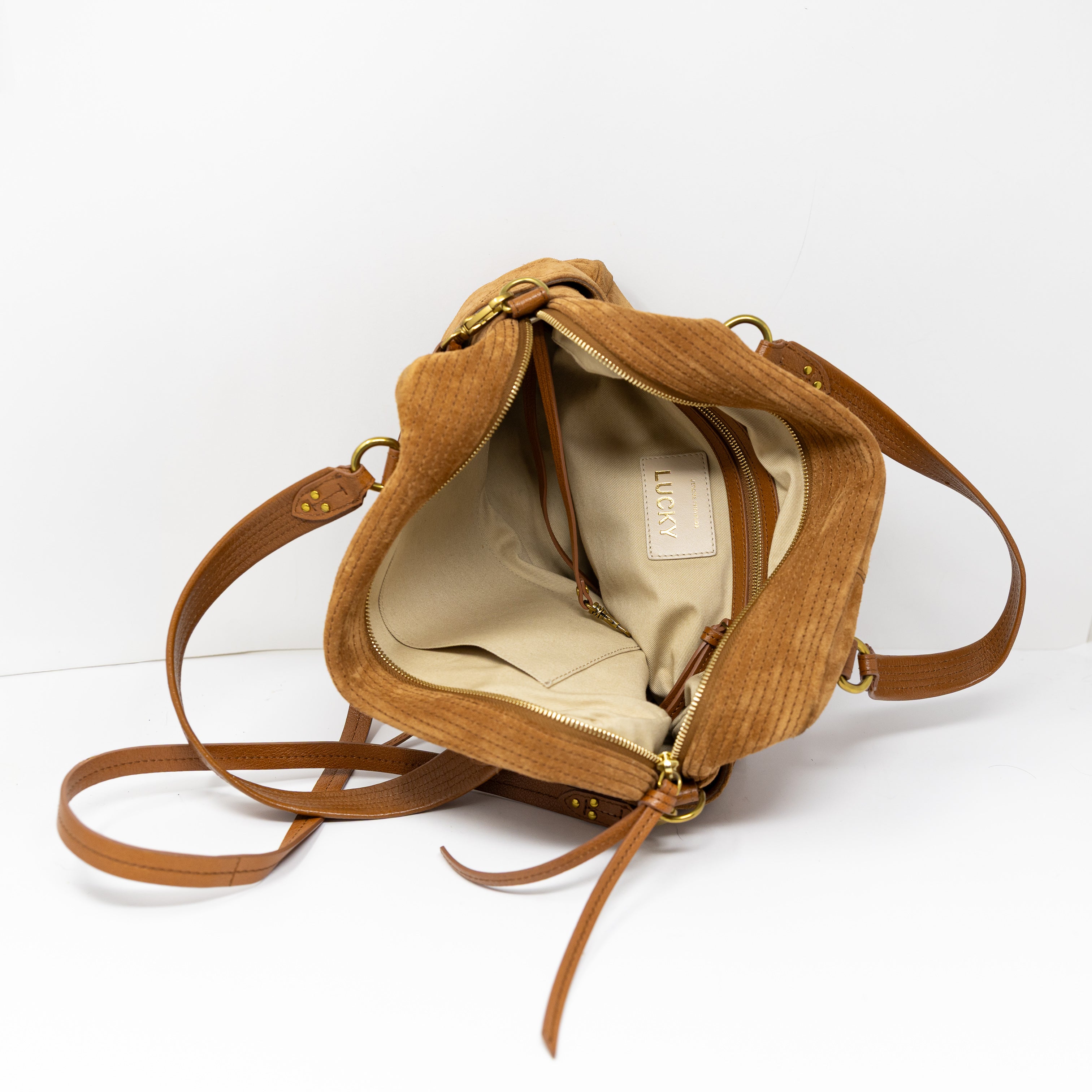 Jerome Dreyfuss Lucky Genuine Suede Leather Hobo Convertible Shoulder Purse Bag