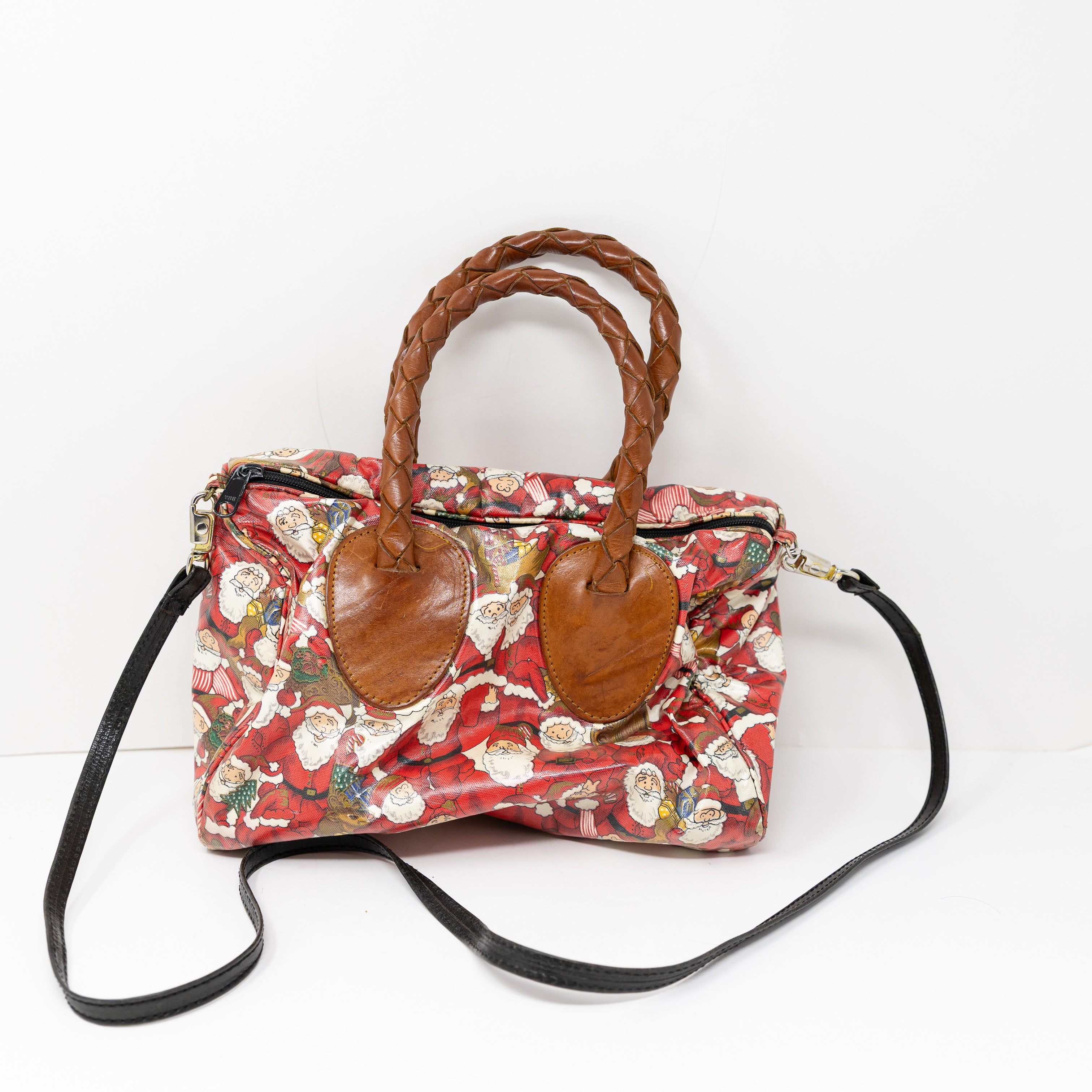 Nordic House Designs NYC Santa Holiday Christmas Print Pattern Satchel Purse Bag