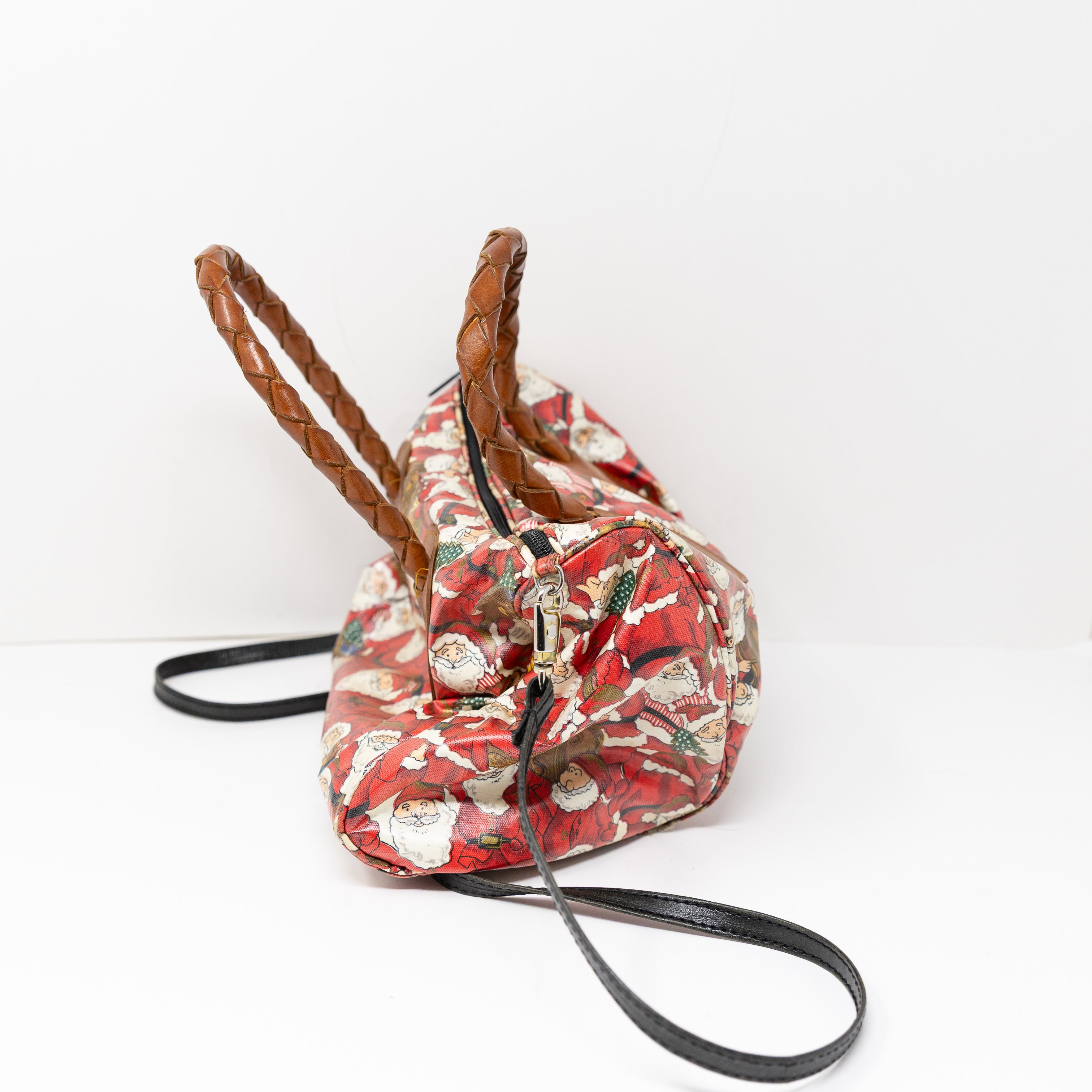 Nordic House Designs NYC Santa Holiday Christmas Print Pattern Satchel Purse Bag