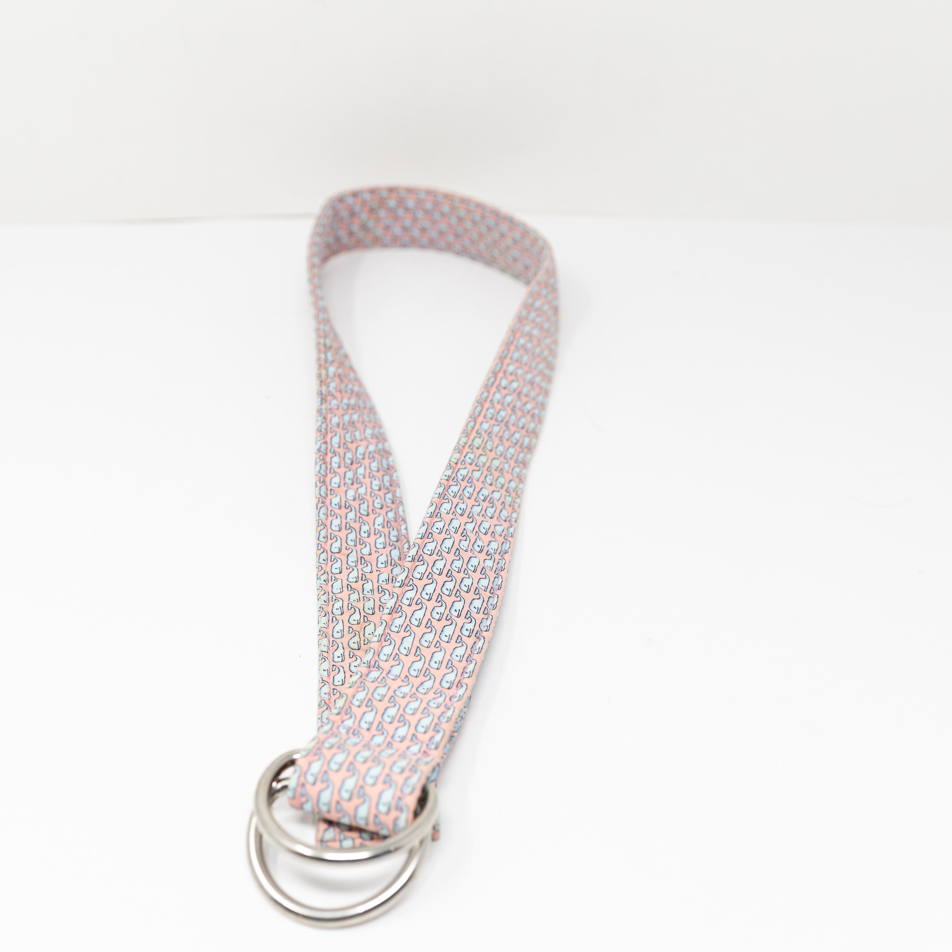 Vineyard Vines Whale Print Pattern Cotton Blue Pink Belt Accessory