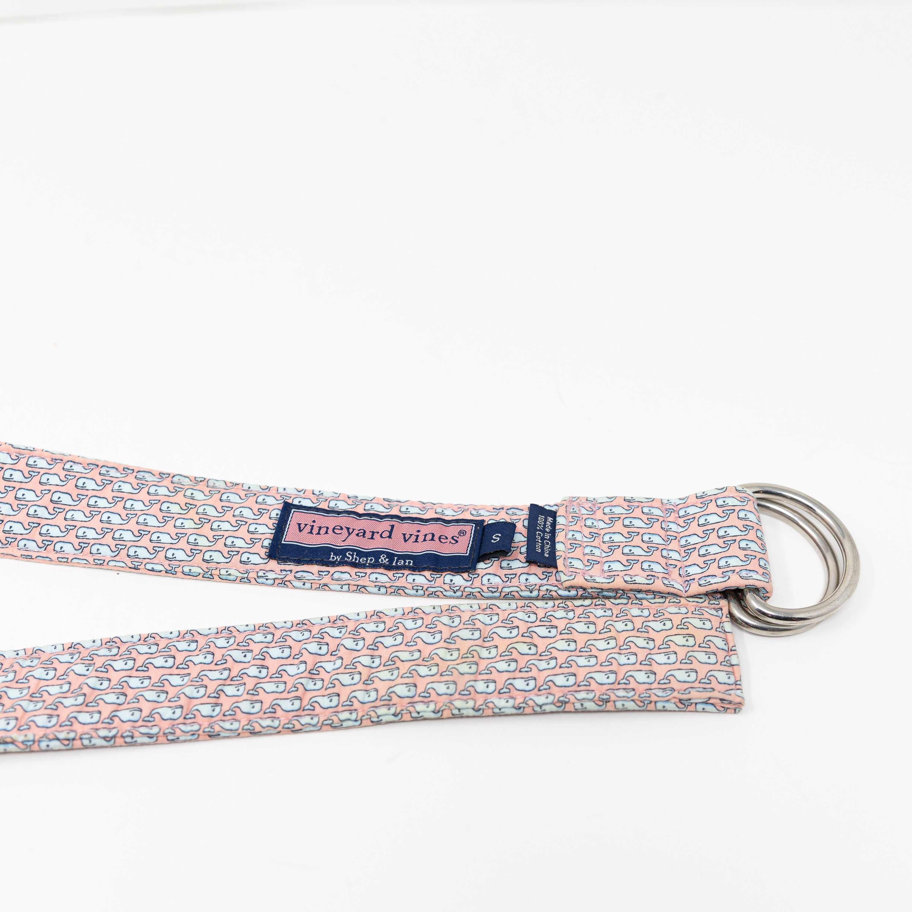 Vineyard Vines Whale Print Pattern Cotton Blue Pink Belt Accessory