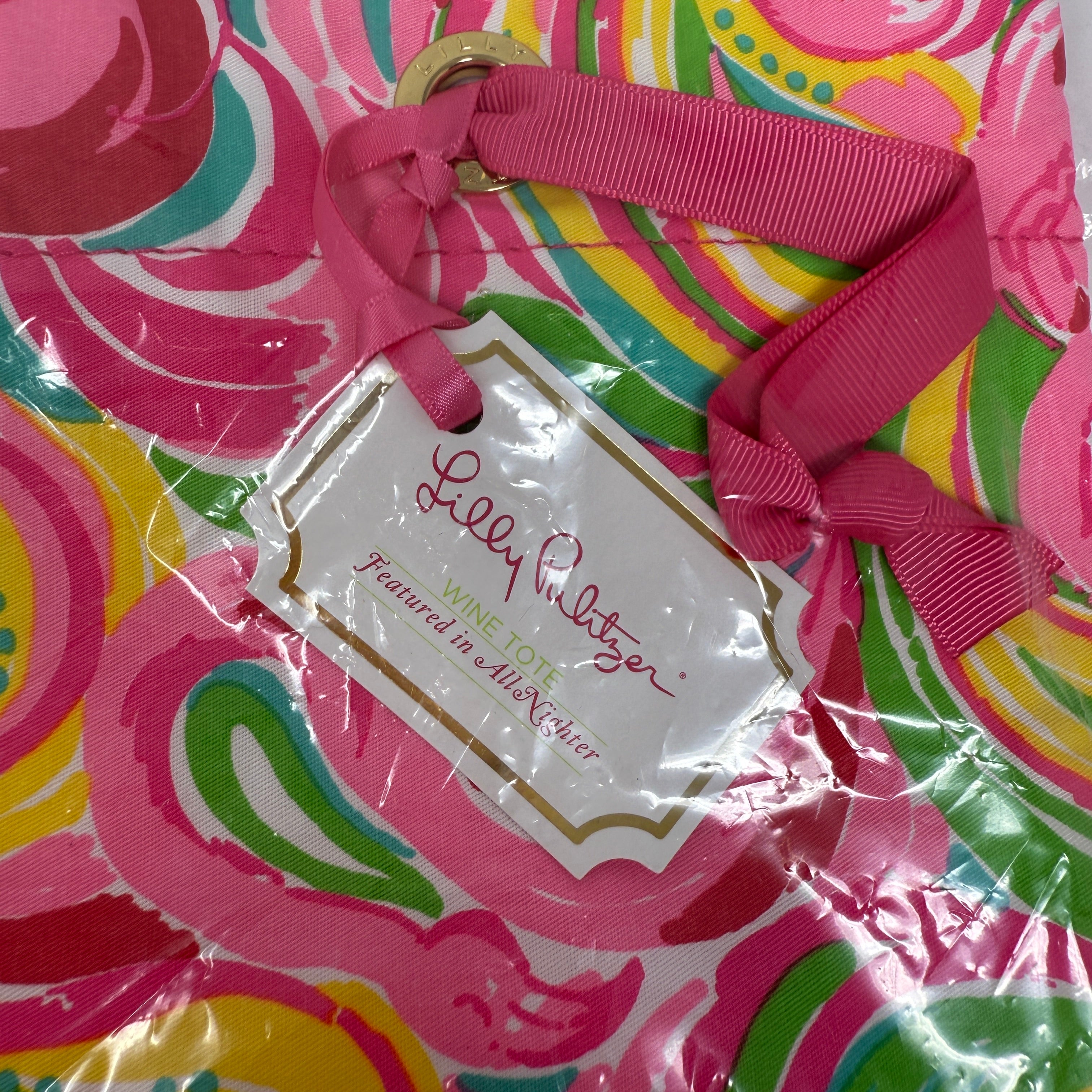 NEW Lilly Pulitzer Wine Champagne Beverage Gift Tote Bag Purse All Nighter Print