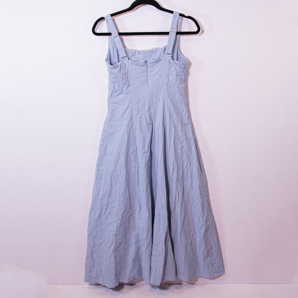 Abercrombie &amp; Fitch Cotton Stretch Crepe Square Neck Adjustable Strap Dress Blue