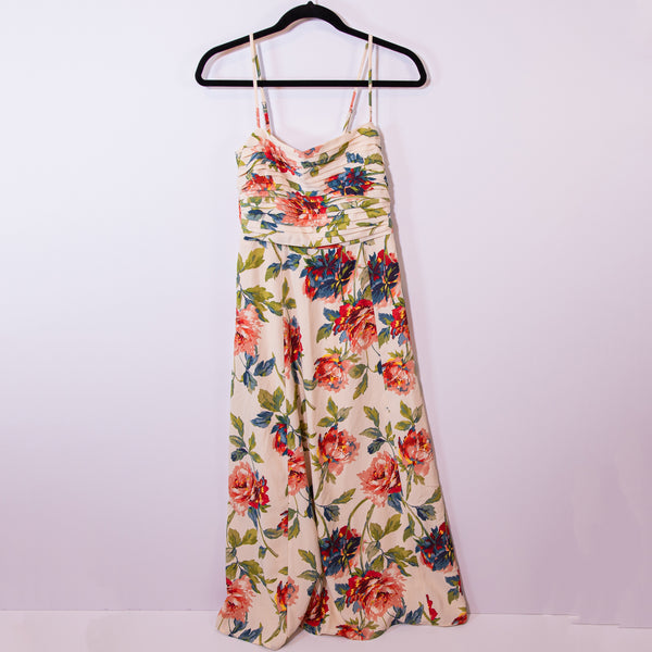 NEW Abercrombie &amp; Fitch Ruched Bodice Rose Floral Flower Pattern Maxi Dress S