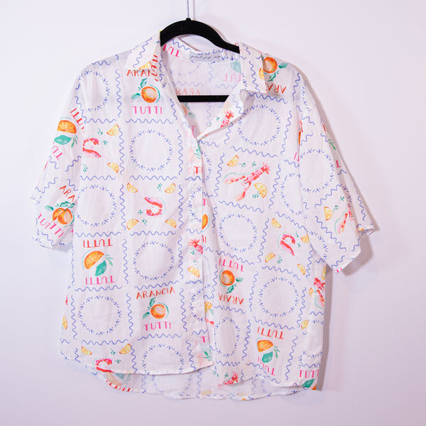 Petal + Pup Hampton Lobster Lemon Summer Print Pattern Short Sleeve Button Shirt