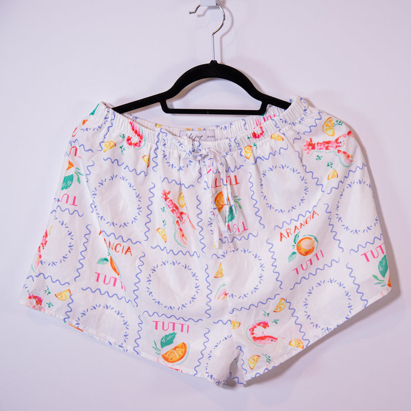 Petal + Pup Hampton Lobster Lemon Summer Print Pattern Pull On Mini Shorts M