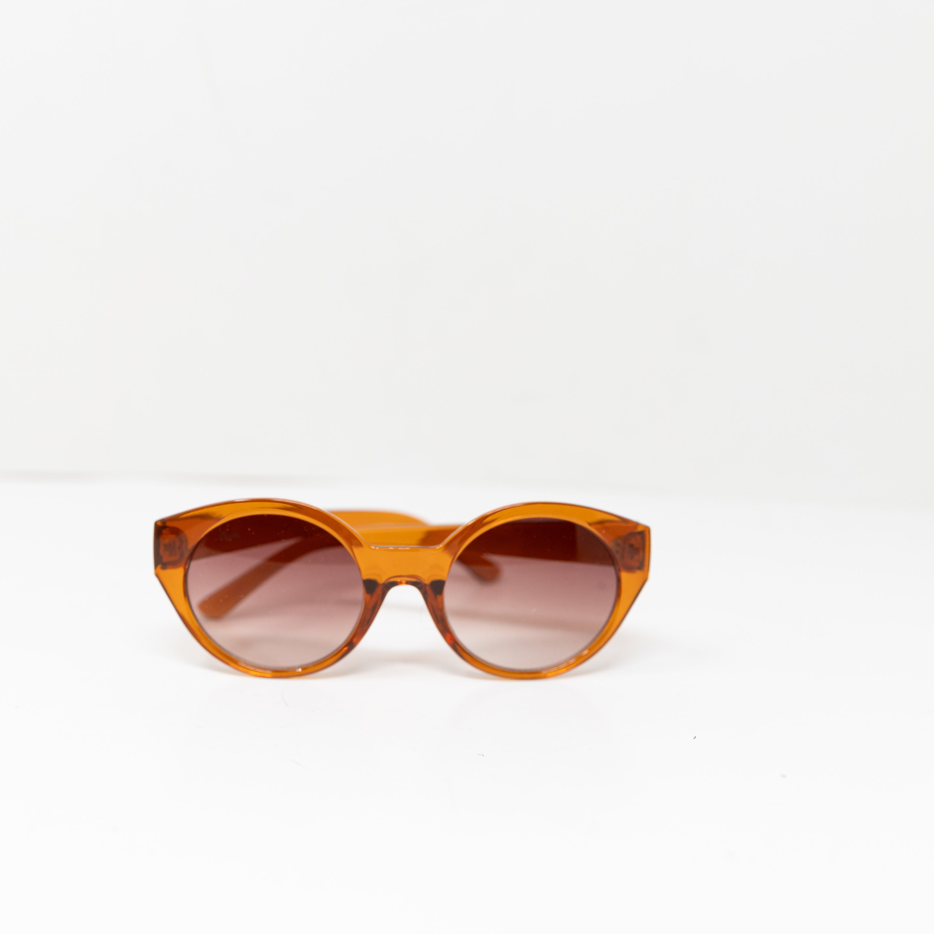Reality Women's Semi Clear Plastic Round Lenses Sunglasses Brown Neutral
