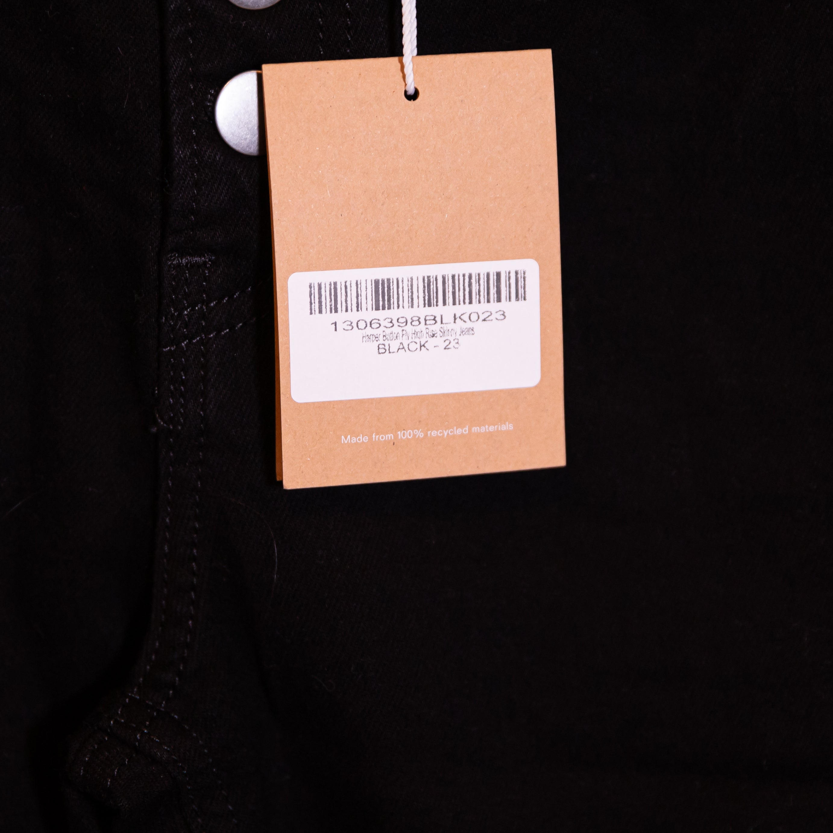 NEW Reformation Harper Button Fly High Rise Skinny Cotton Stretch Jeans Black 23