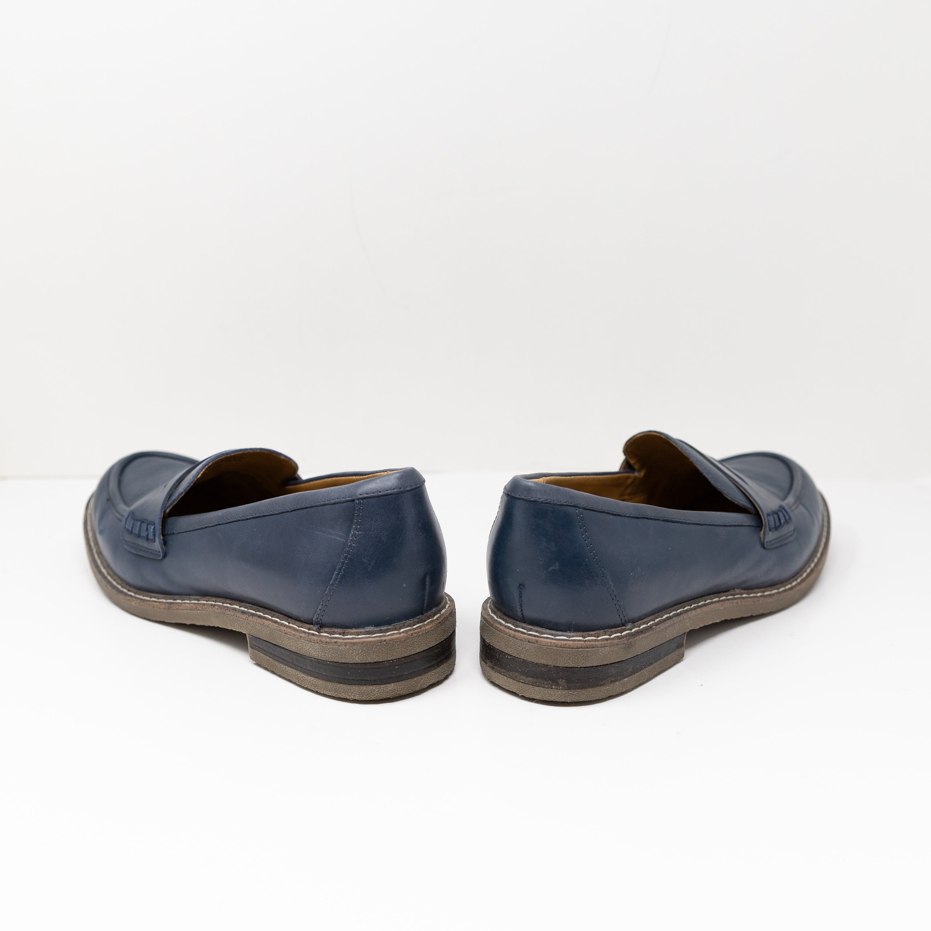 Earth Women's Javas Genuine Leather Slip On Penny Loafers Shoes Navy Blue 9.5
