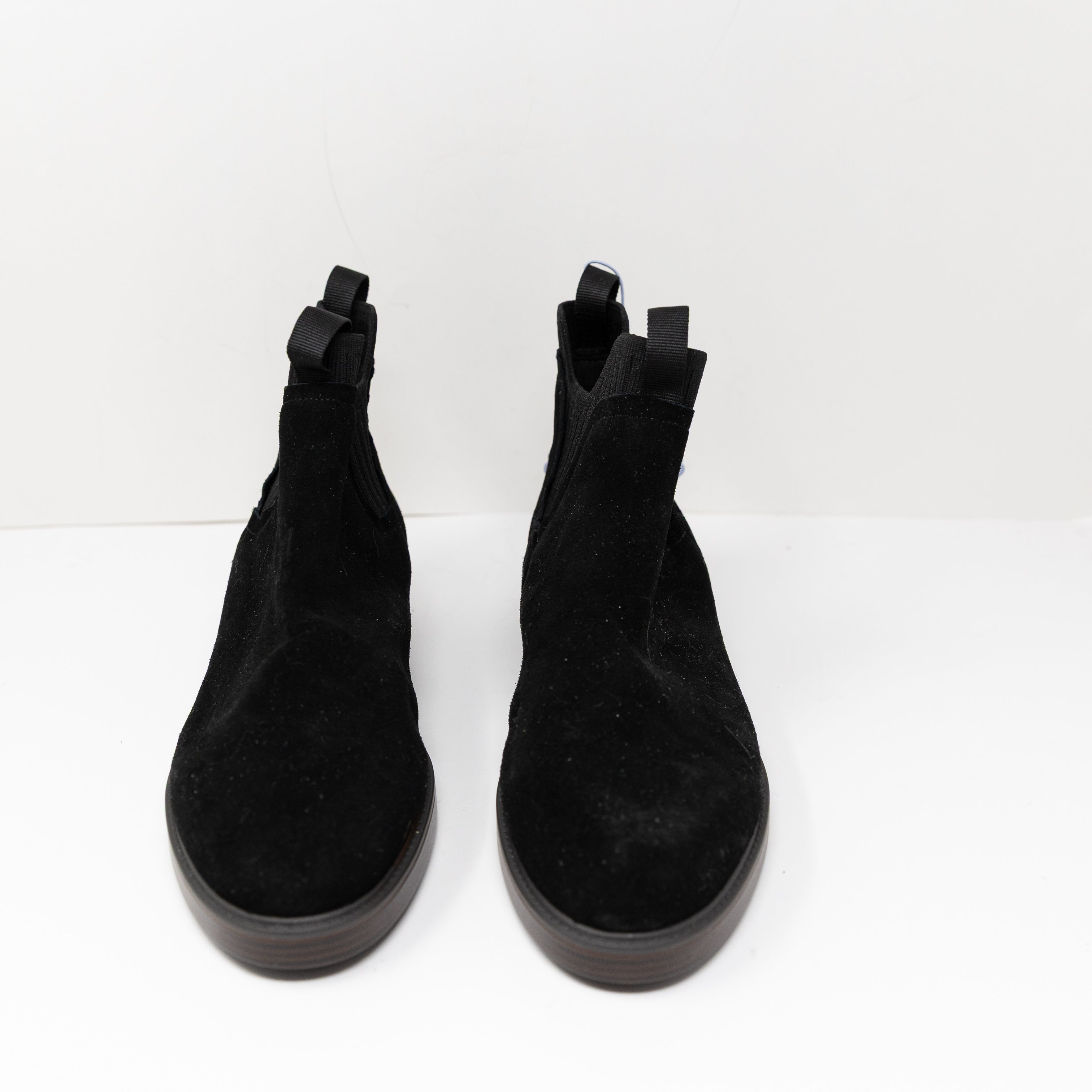 NEW Aerosoles Pressly Suede Pull On Flat Block Heel Booties Shoes Black 9.5