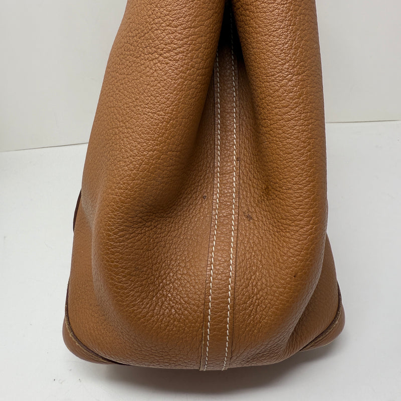 Hermes Garden Party MM Genuine Negonda Leather Tote Purse Bag Camel Brown Tan