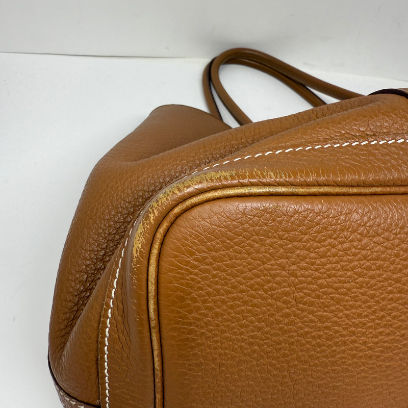 Hermes Garden Party MM Genuine Negonda Leather Tote Purse Bag Camel Brown Tan