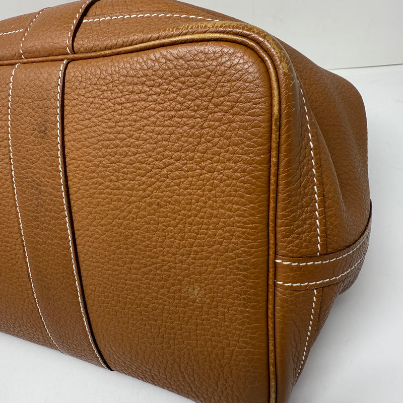 Hermes Garden Party MM Genuine Negonda Leather Tote Purse Bag Camel Brown Tan