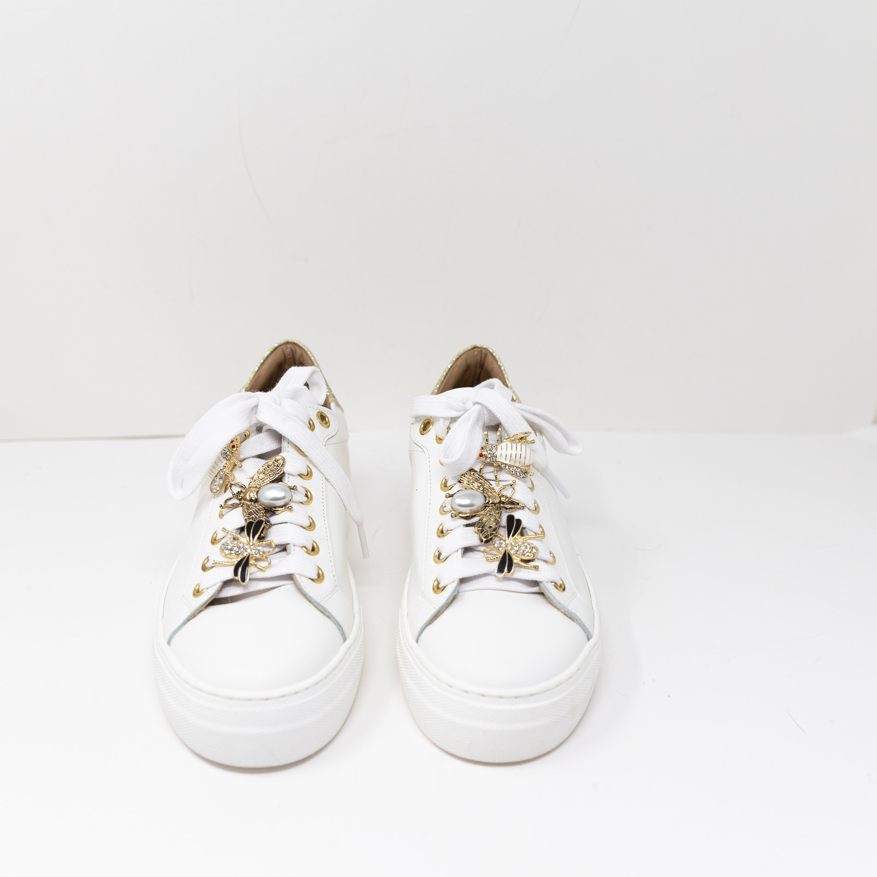 NEW Michele Lopriore Farfallina Bee Crystal Jewel Embellished Sneakers Shoes 6