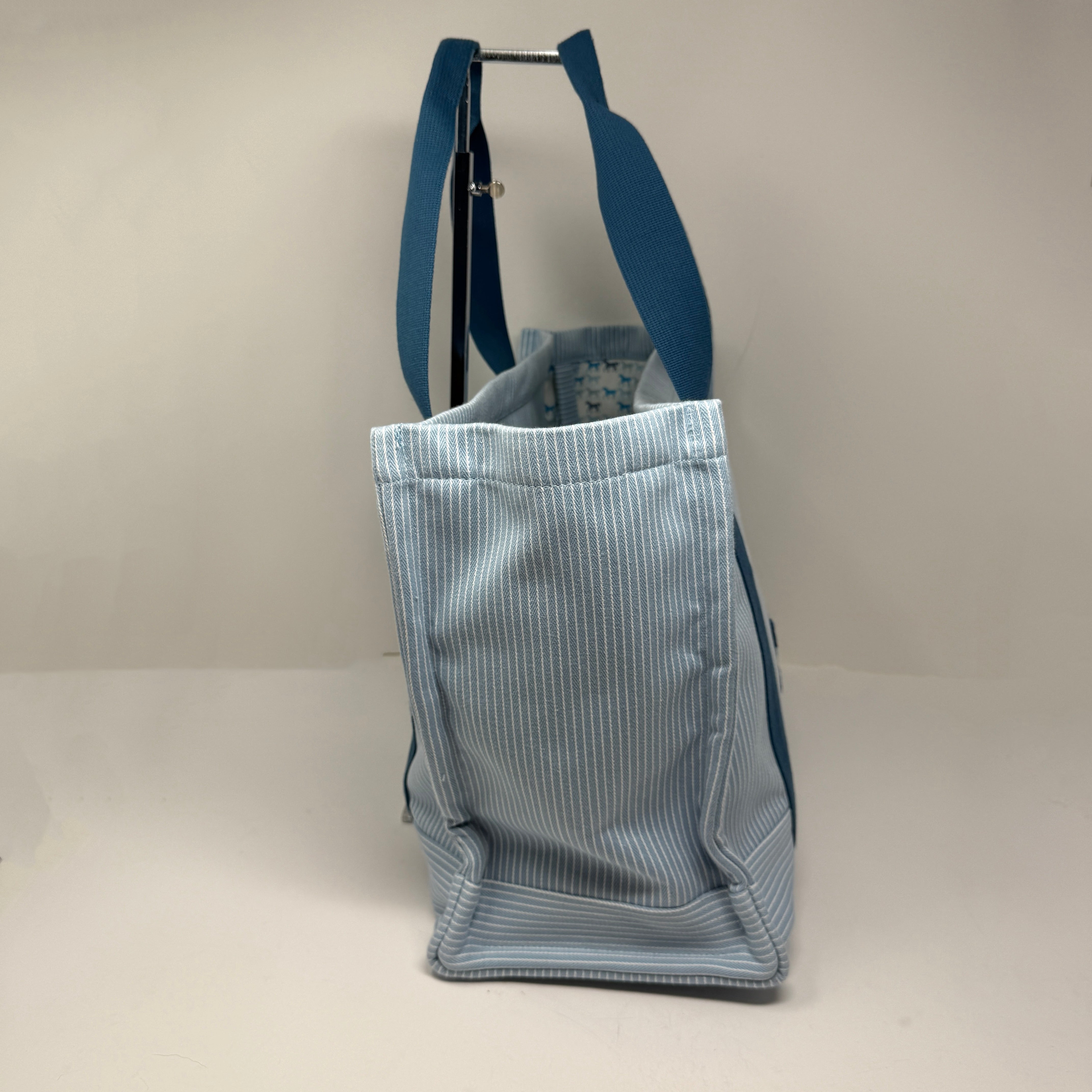 Hermes Nappy Diaper Baby Bag Purse Tote Multiple Pouches Blue White Stripe Horse