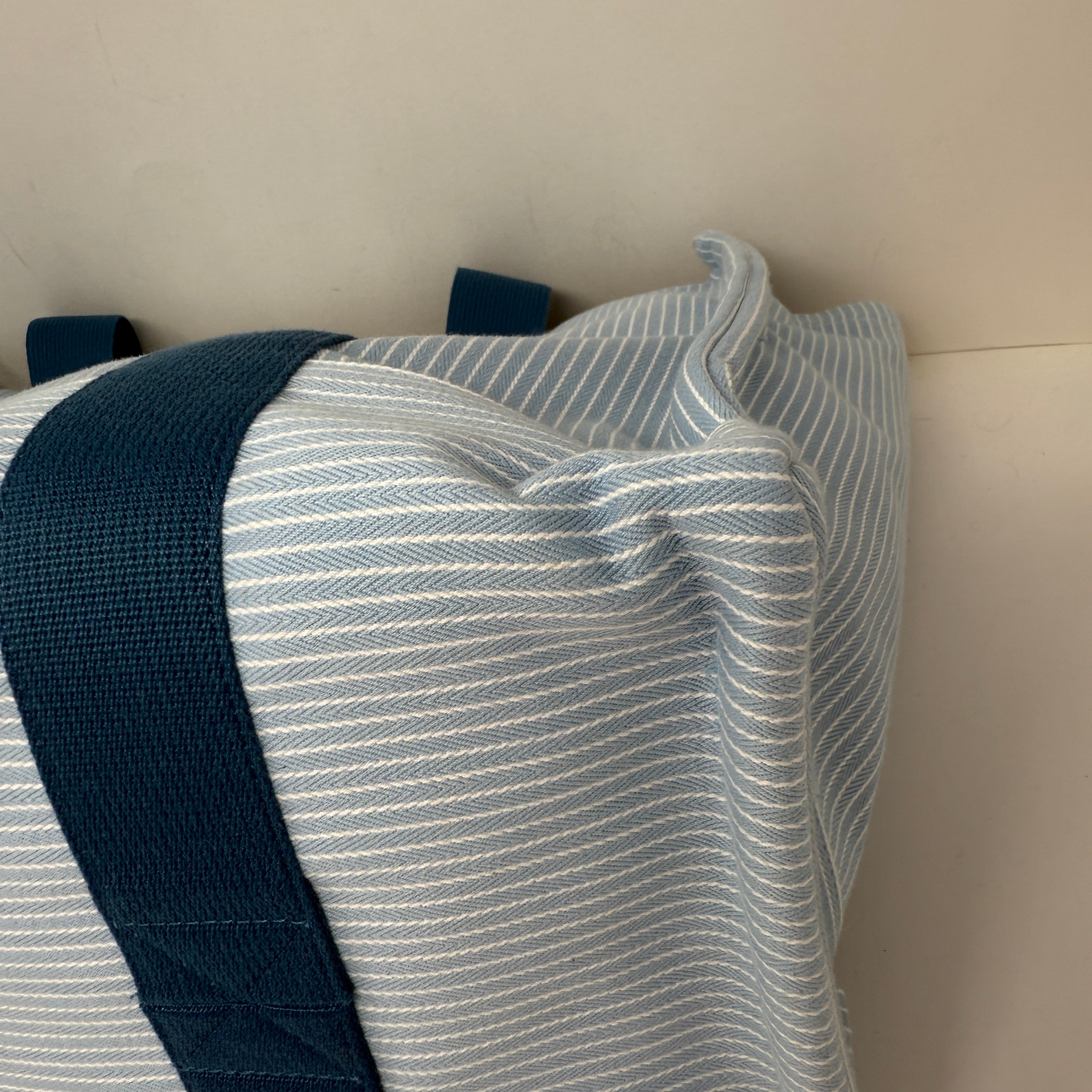 Hermes Nappy Diaper Baby Bag Purse Tote Multiple Pouches Blue White Stripe Horse