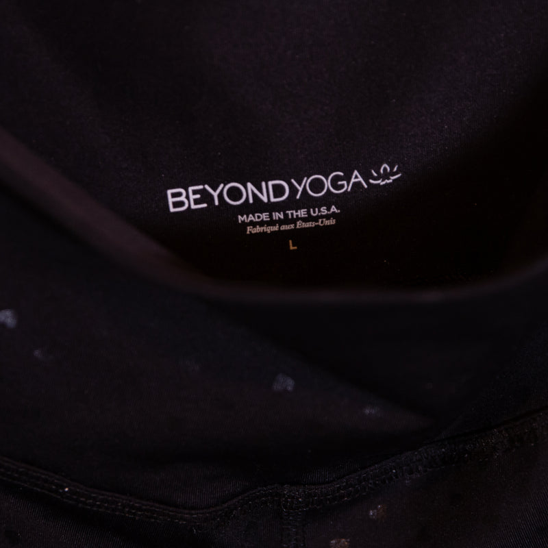 Beyond Yoga Sprinkled Hearts PowerShine High Waisted Midi Leggings Pants Black L