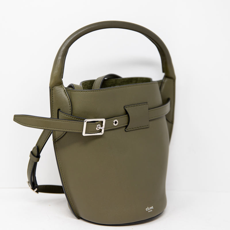 Celine Paris Nano Bucket Handbag 2Way 187243 Kerky Green Leather Purse Tote