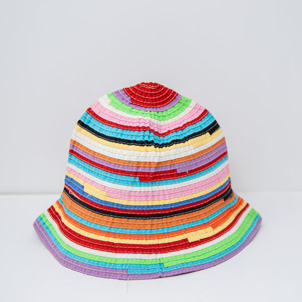 Filippo Catarzi Made In Italy Multi Color Woven Ribbon Strip Sun Hat Accessory