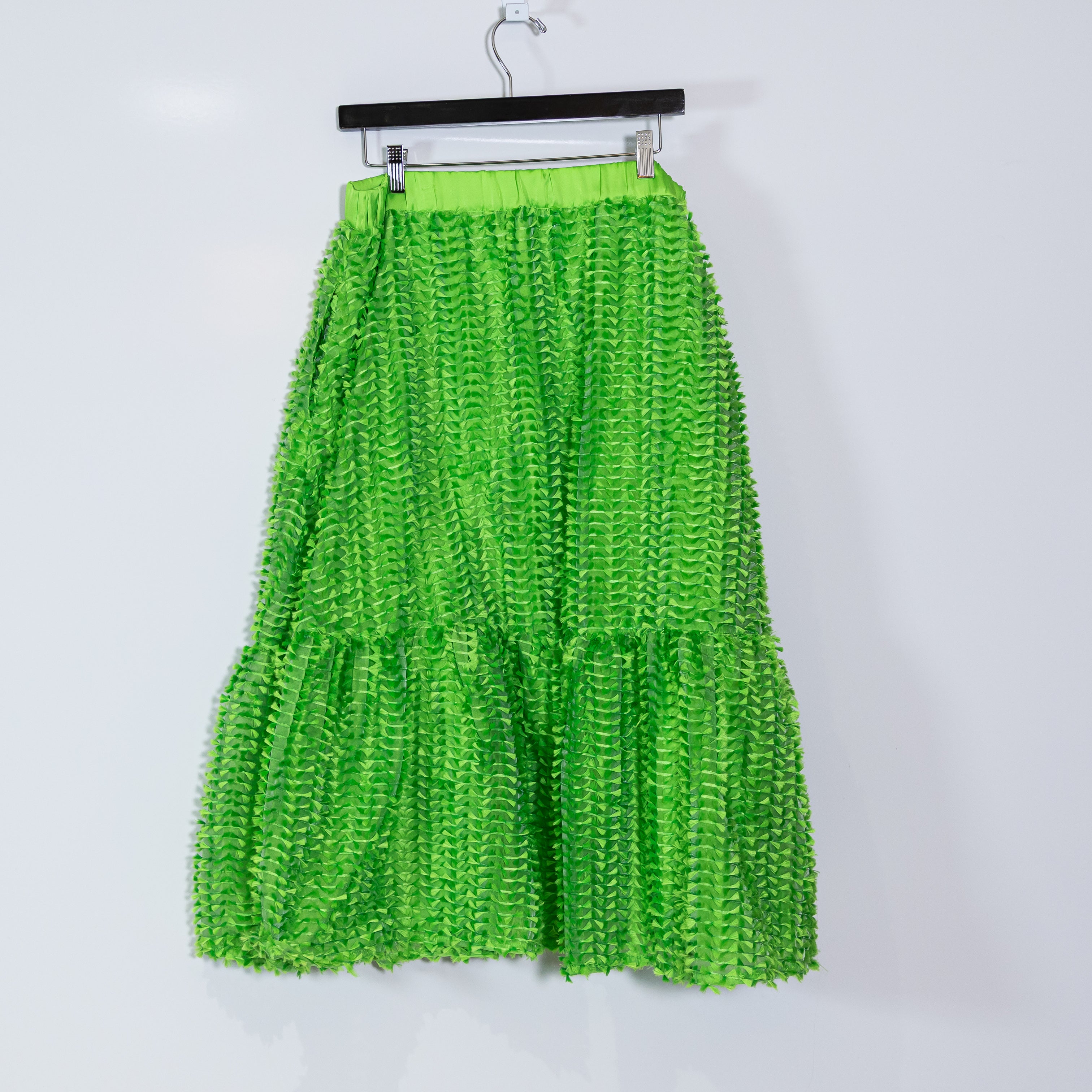 Baum Und Pferdgarten Sena 3D Textured A Line Pull On Midi Skirt Green Neon Flash