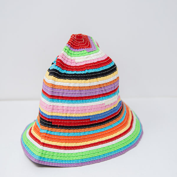 Filippo Catarzi Made In Italy Multi Color Woven Ribbon Strip Sun Hat Accessory