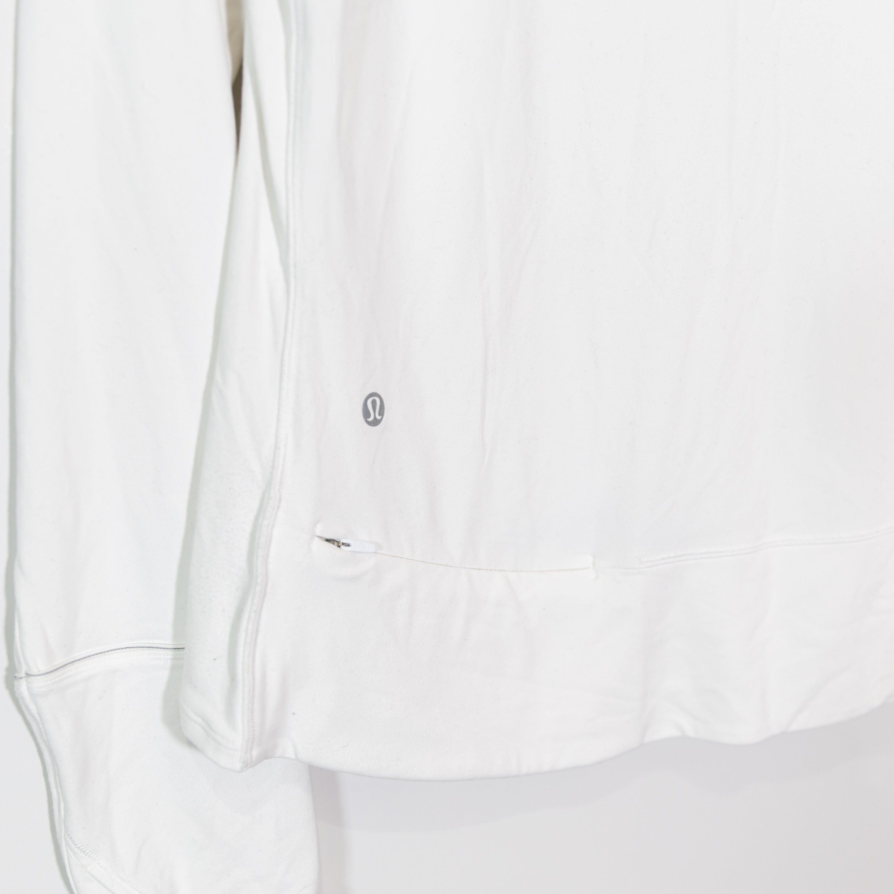 Lululemon Women's Rulu Gathered Waist Long Sleeve Running Tee Shirt Top White XL