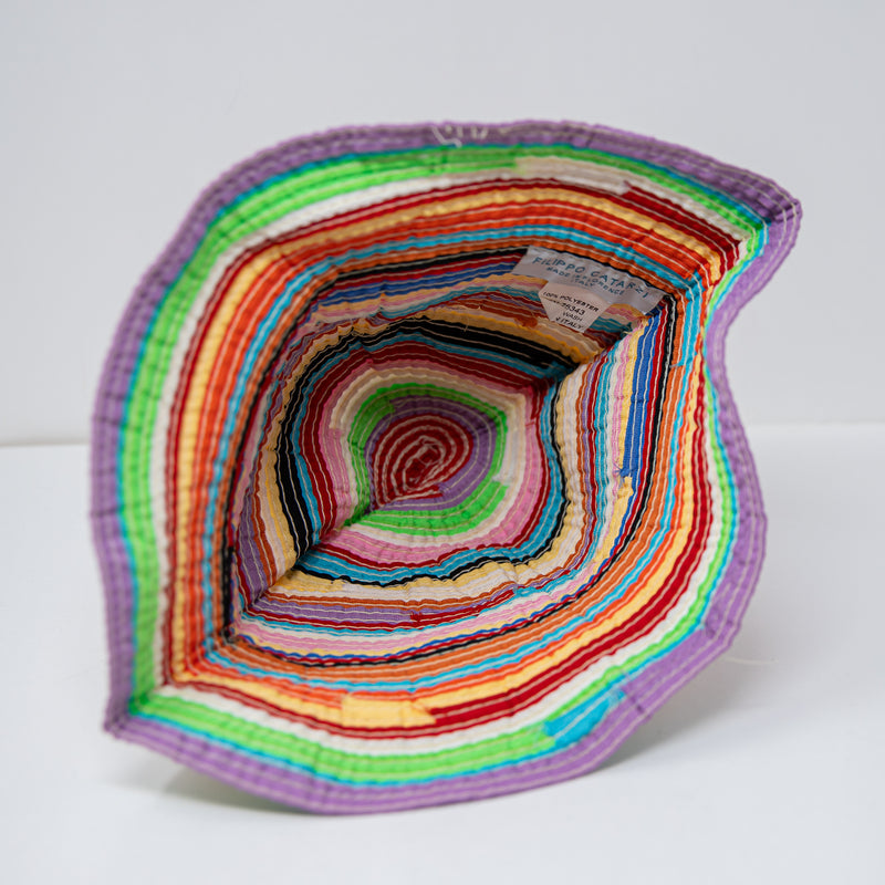 Filippo Catarzi Made In Italy Multi Color Woven Ribbon Strip Sun Hat Accessory