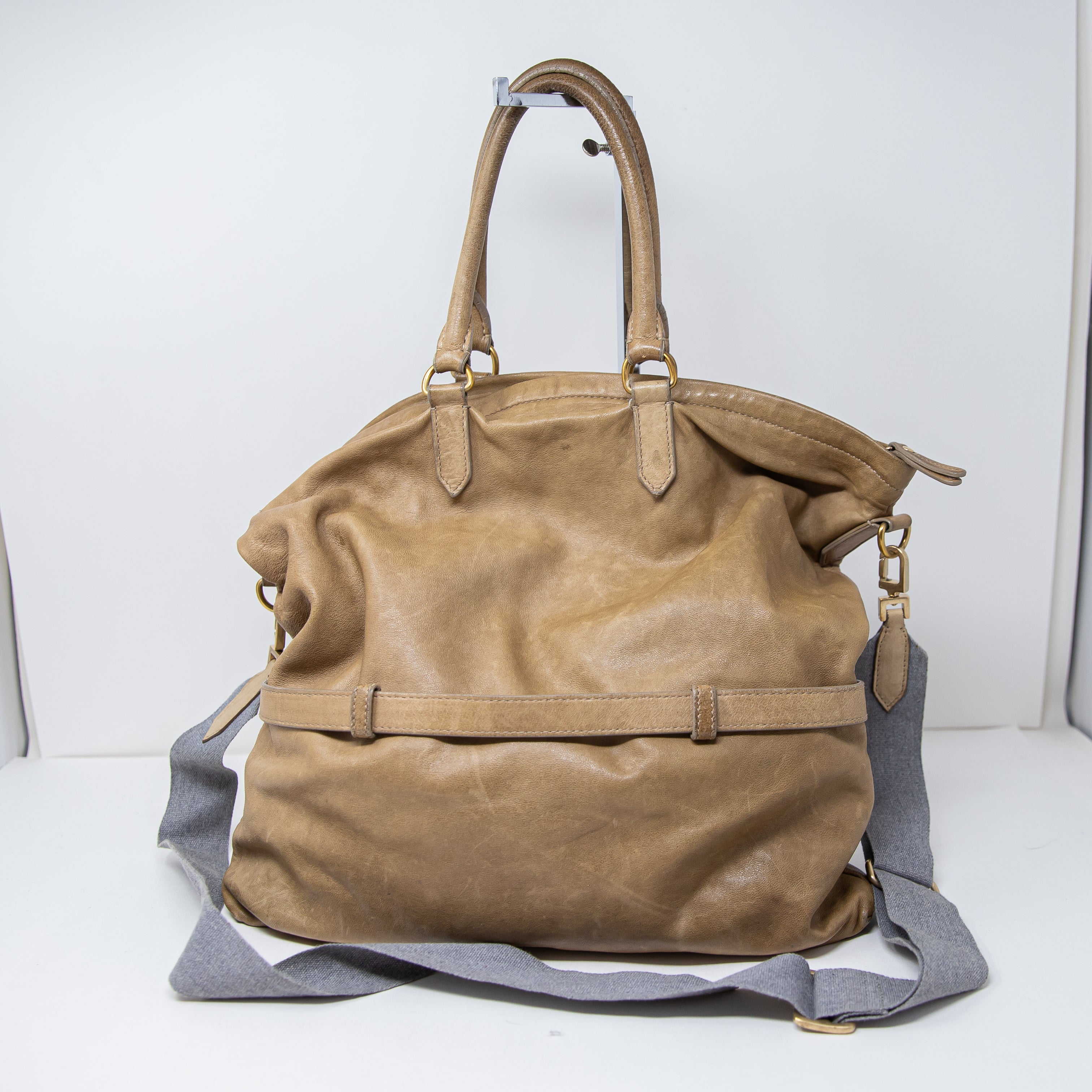 Brunello Cucinelli Genuine Leather Convertible Crossbody Shoulder Purse Bag Tote