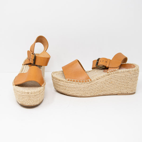 NEW Soludos Minorca Woven Espadrille Platform Leather Sandals Heels Shoes Nude 7