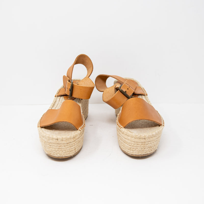 NEW Soludos Minorca Woven Espadrille Platform Leather Sandals Heels Shoes Nude 7