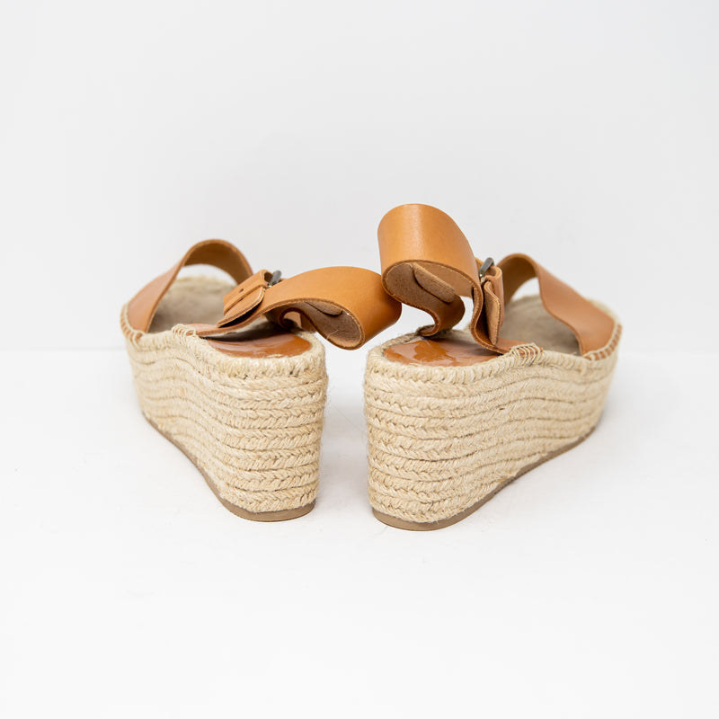 NEW Soludos Minorca Woven Espadrille Platform Leather Sandals Heels Shoes Nude 7