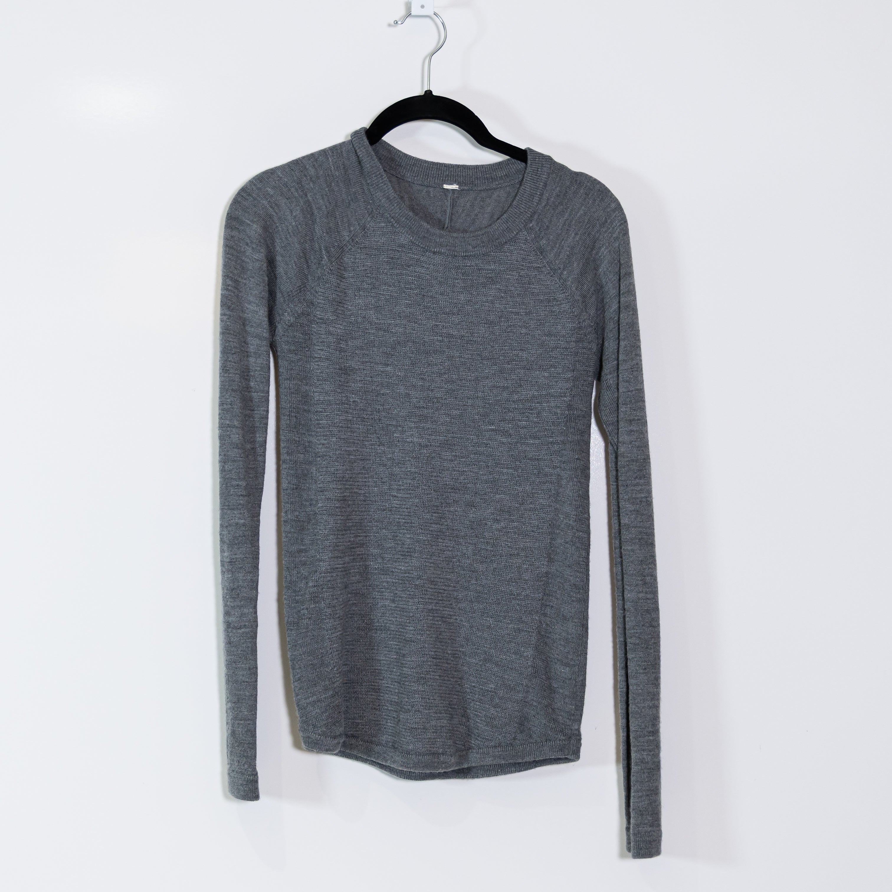 Lululemon Women's Sit In Lotus Wool Blend Knit Sweater Heathered Medium Grey 6