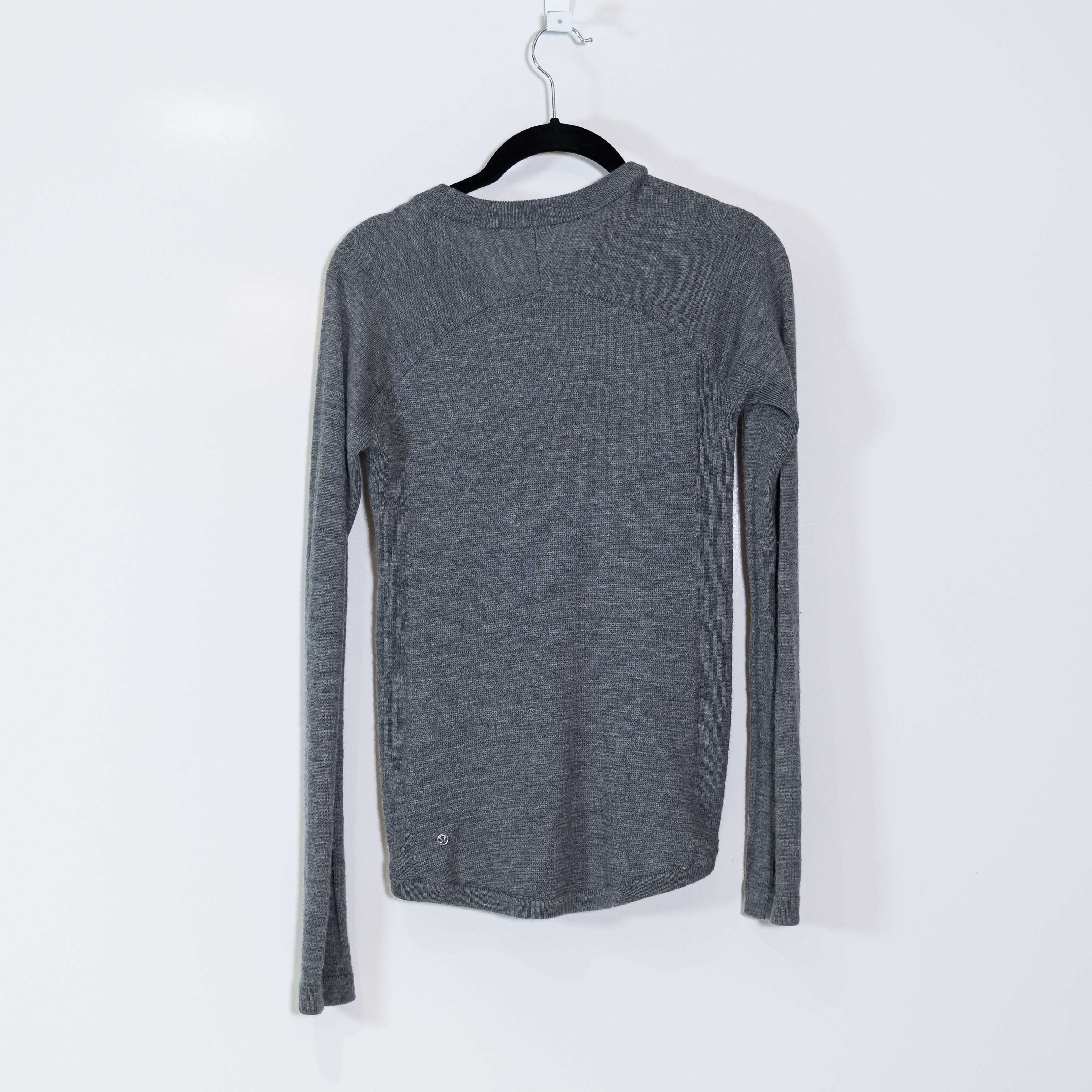 Lululemon Women's Sit In Lotus Wool Blend Knit Sweater Heathered Medium Grey 6