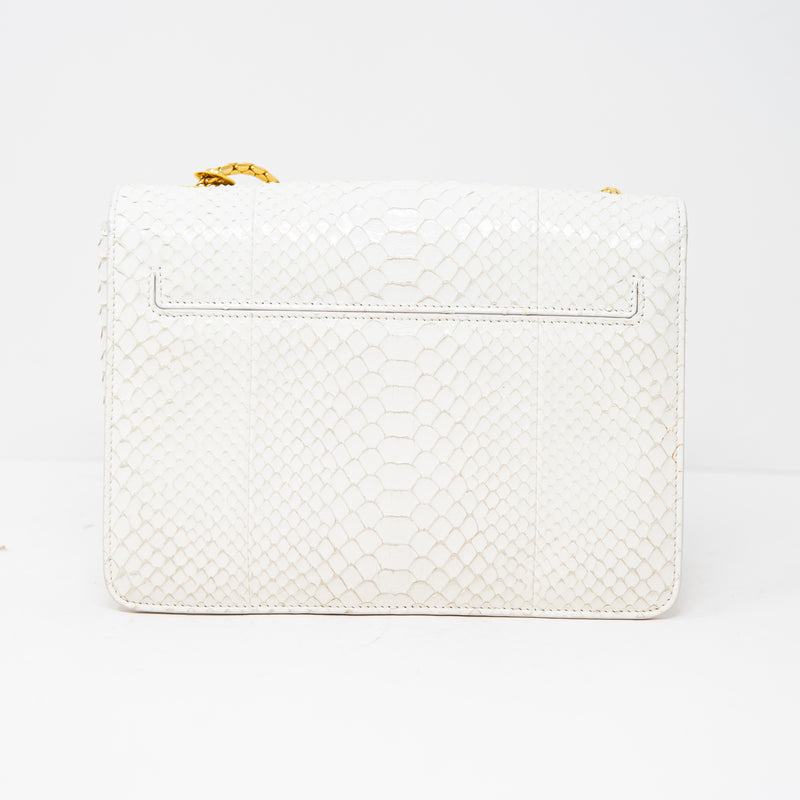 Tom Ford Sienna Croc Snake Embossed Leather T-Buckle Shoulder Purse Bag White