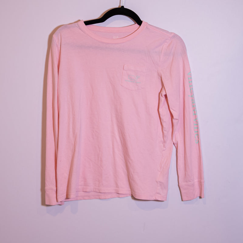 Vineyard Vines Girl's Cotton Crew Neck Long Sleeve Whale Graphic Logo Tee Shirt