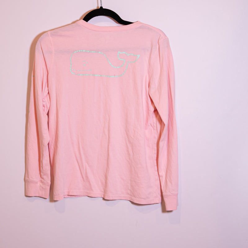 Vineyard Vines Girl's Cotton Crew Neck Long Sleeve Whale Graphic Logo Tee Shirt