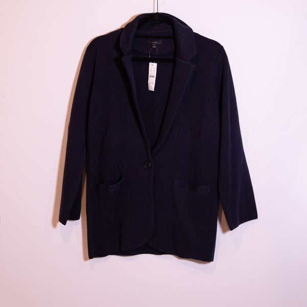 NEW J. Crew Cecile Relaxed Cotton Wool Knit Stretch Sweater Blazer Navy Blue S
