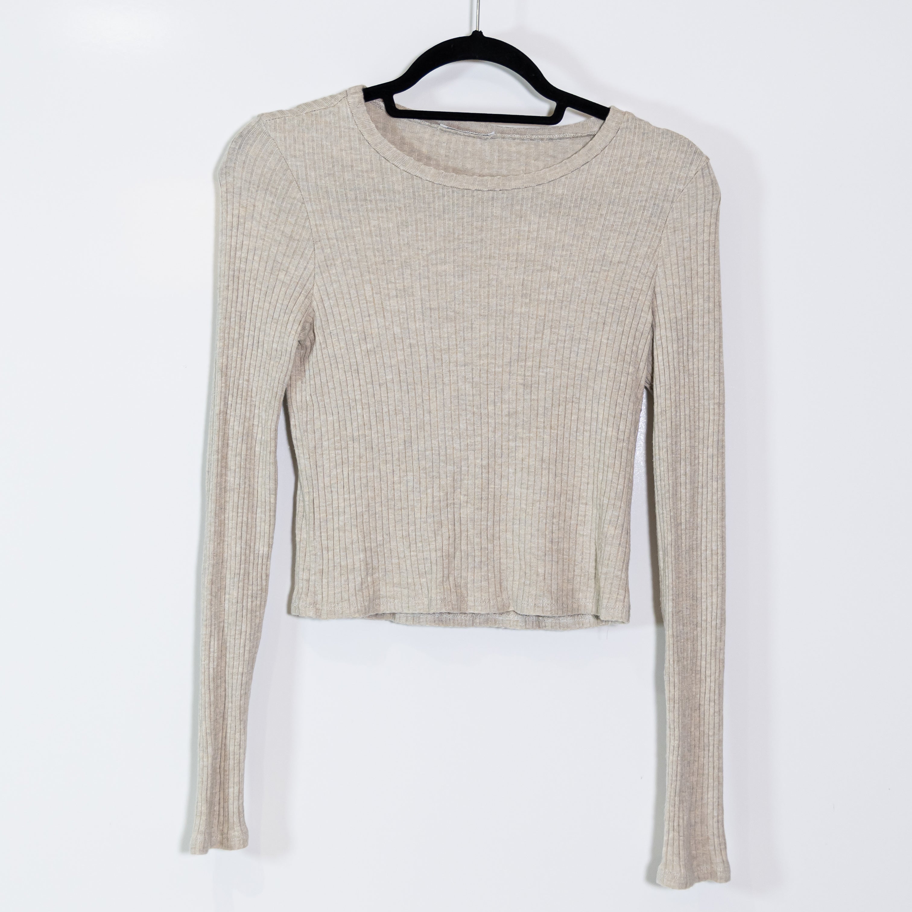Reformation Women's Modal Stretch Ribbed Knit Scoop Neck Long Sleeve Sweater S
