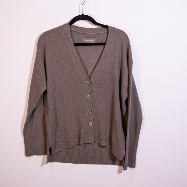Zadig &amp; Voltaire Mirka Happy Strass Cashmere Knit Crystal Embellished Cardigan M