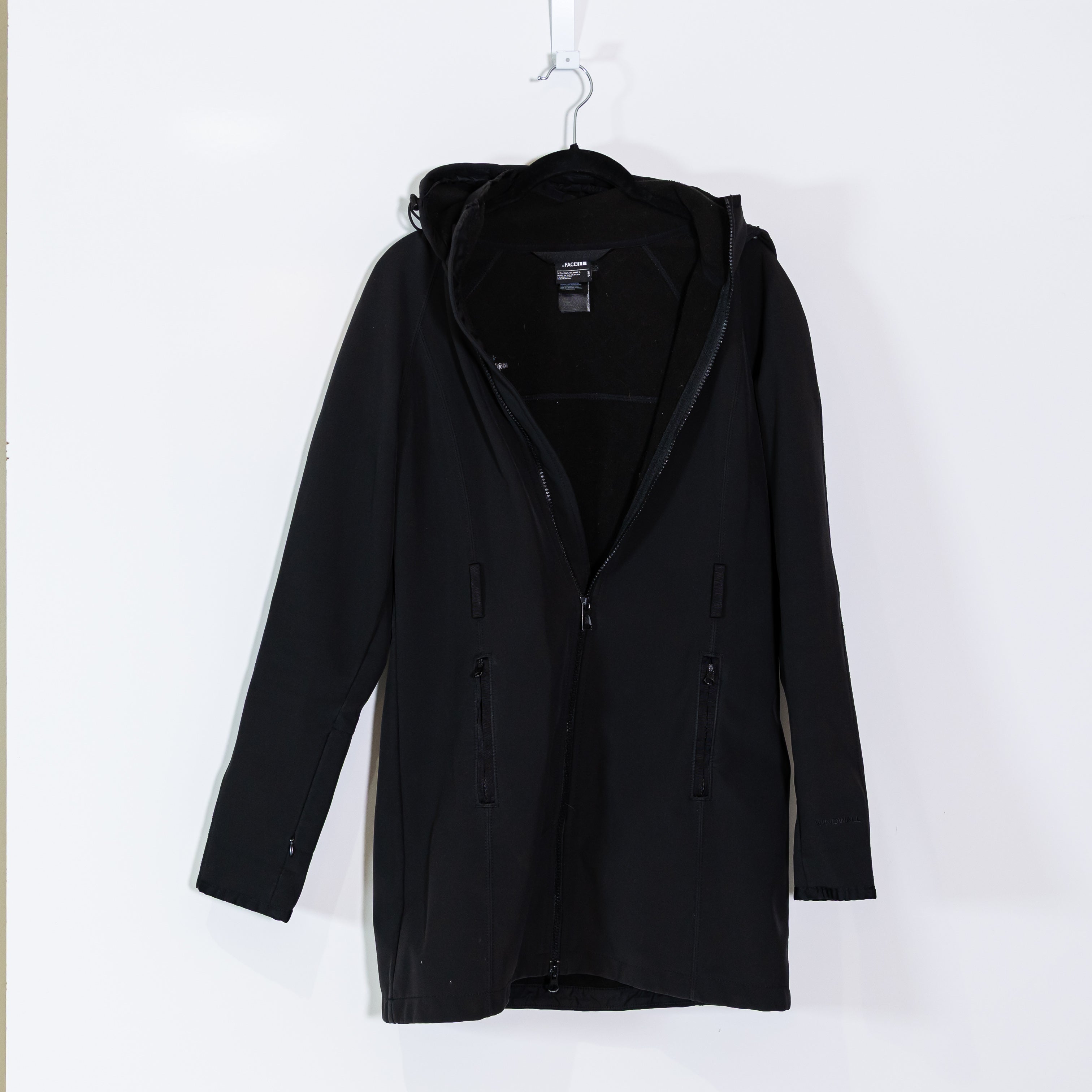 The North Face Women's Water Resistant Full Zip Hooded Rain Jacket Coat Black S