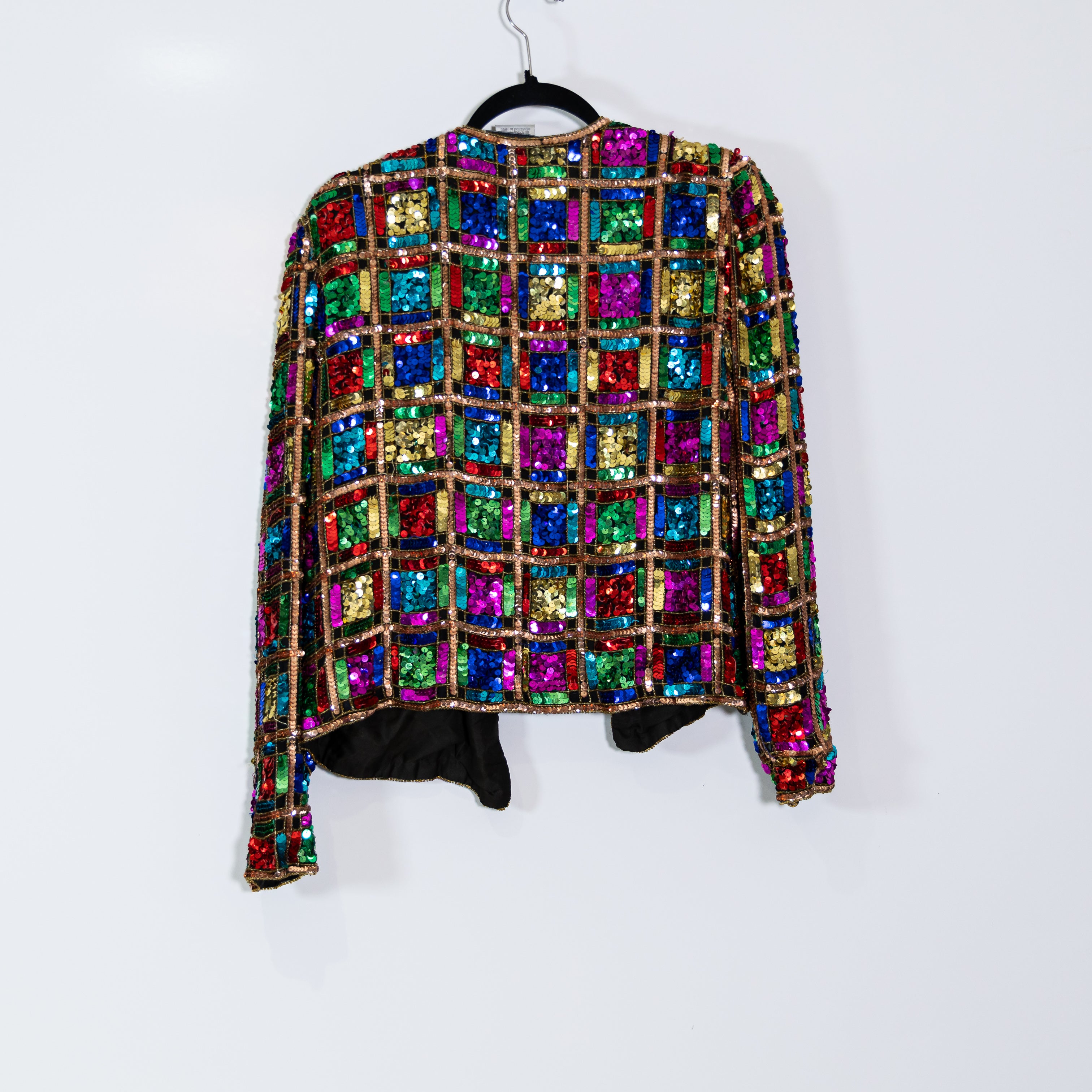 Papell Boutique Evening Vintage Sequin Sparkle Embellished Open Blazer Jacket L