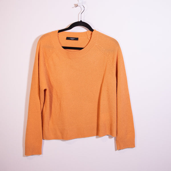 MaxMara Weekend 100% Cashmere Knit Stretch Crew Neck Pullover Sweater Orange L