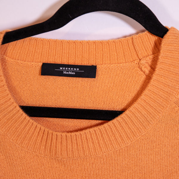 MaxMara Weekend 100% Cashmere Knit Stretch Crew Neck Pullover Sweater Orange L