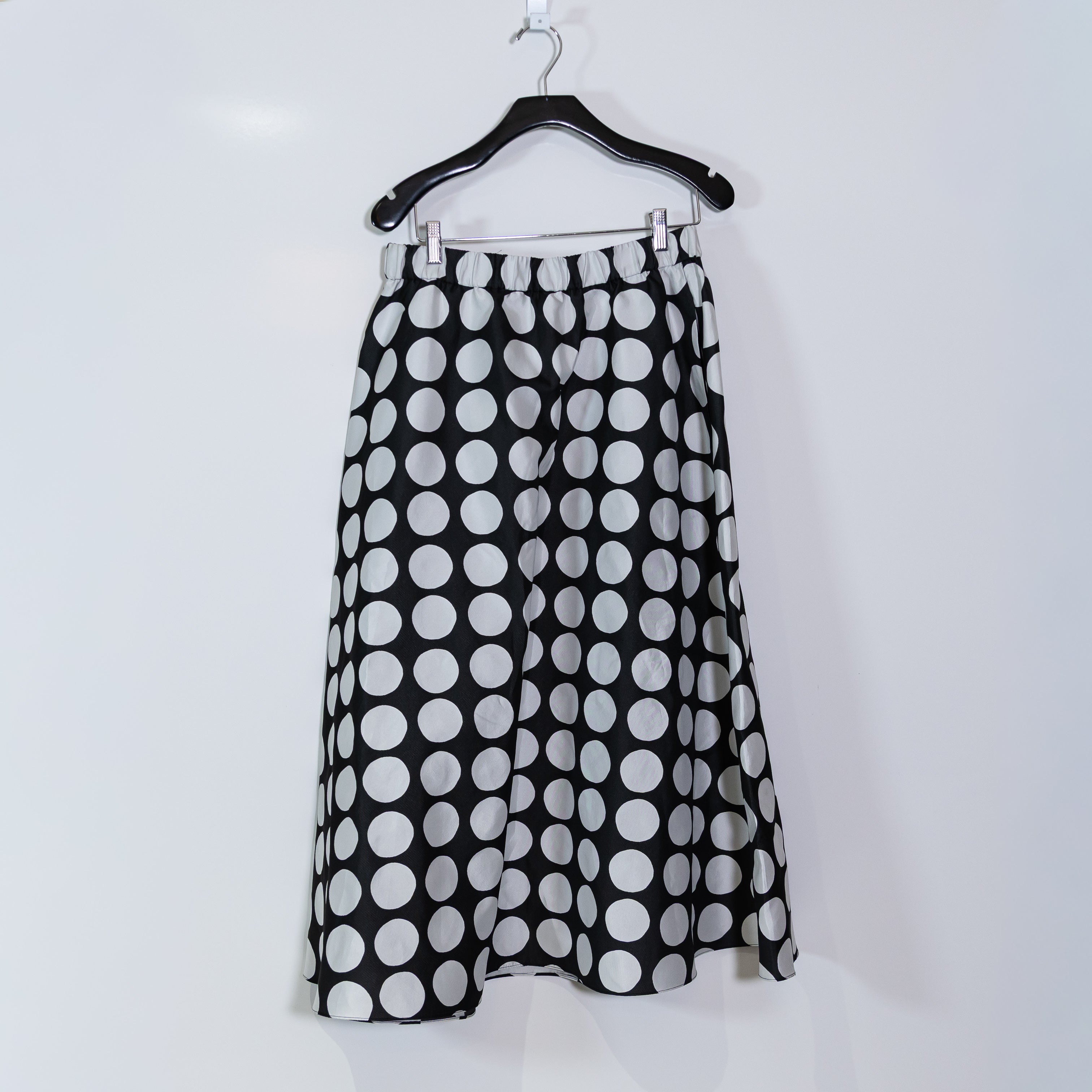 Kate Spade Art Dots Jacquard Black White Polka Dot Print Midi A Line Skirt Large