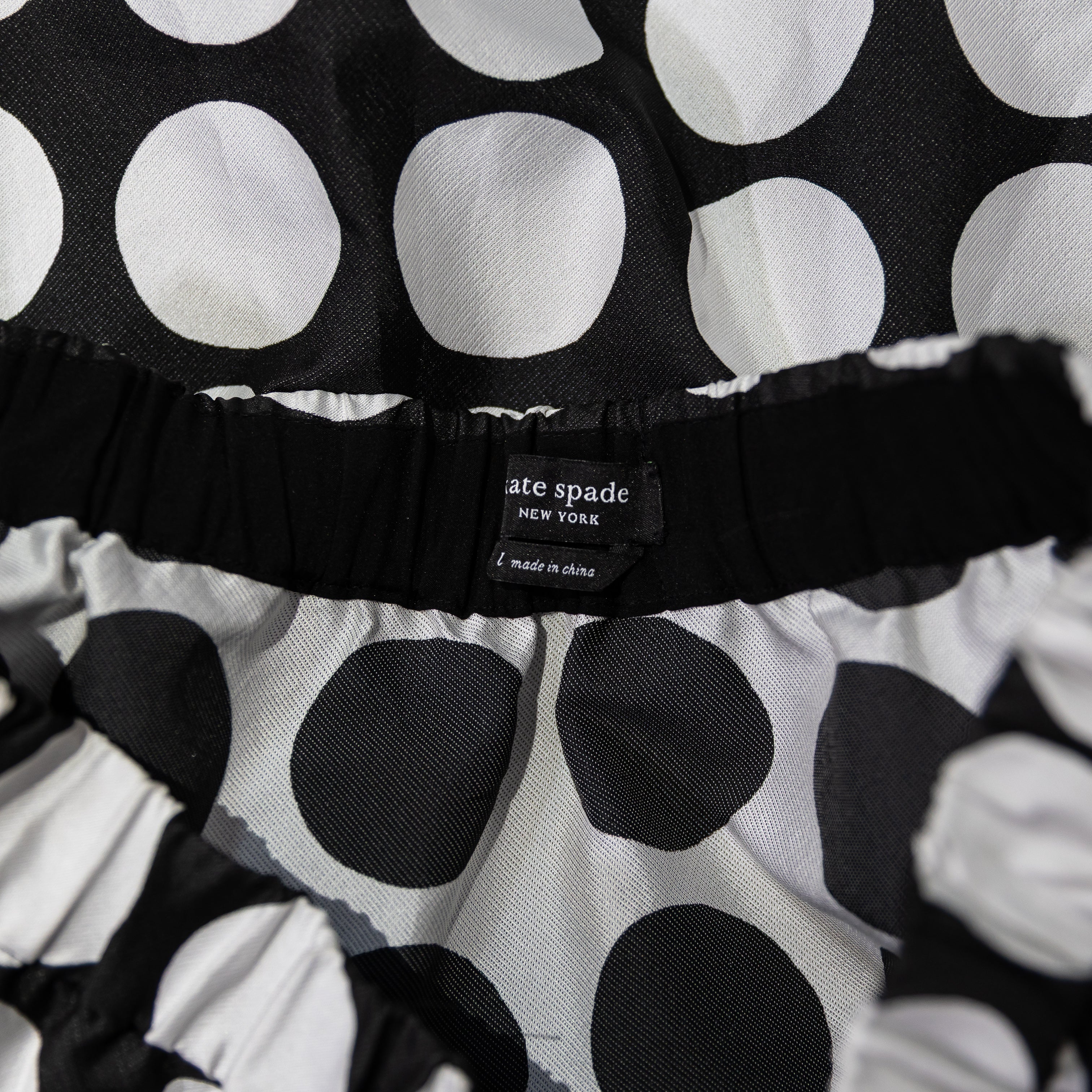 Kate Spade Art Dots Jacquard Black White Polka Dot Print Midi A Line Skirt Large