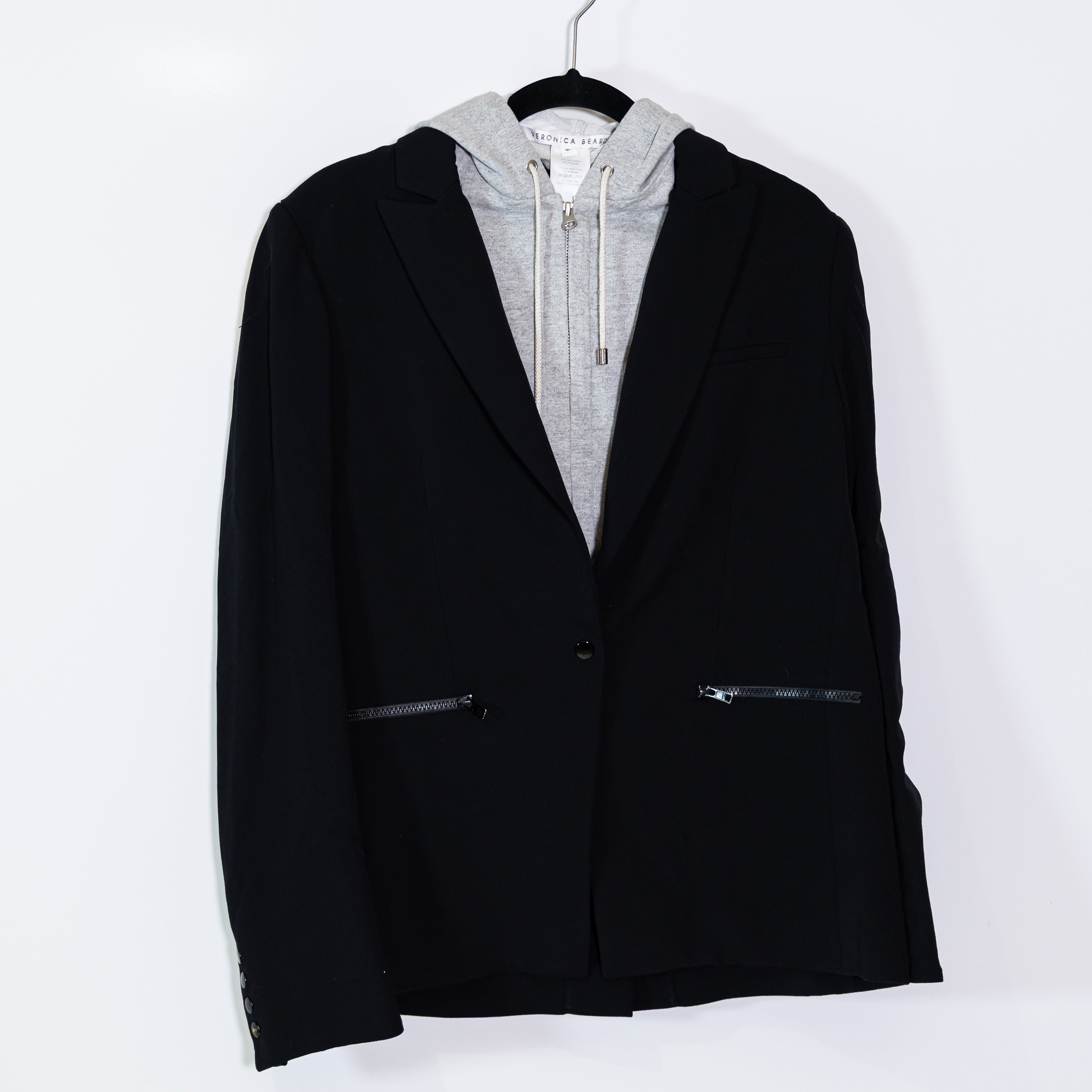 Veronica Beard Women's Iconic Scuba Core Dickey Jacket Blazer W/ Hood Black 12