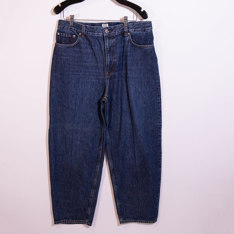 Toteme Wide Tapered Leg Made In Italy Organic Cotton Denim Jeans Dark Blue 30/32