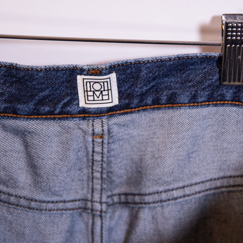 Toteme Wide Tapered Leg Made In Italy Organic Cotton Denim Jeans Dark Blue 30/32
