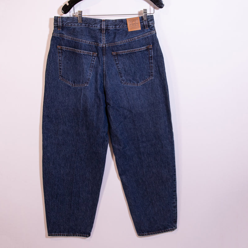 Toteme Wide Tapered Leg Made In Italy Organic Cotton Denim Jeans Dark Blue 30/32